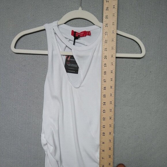 m:philanthropy Marlin Cut Out Tank Womens S White Modal Stretch Ruched Sides - Picture 4 of 8
